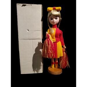 1960s 1970s Vintage Blonde Cheerleader Bradley Doll Abby Korea On Stand With Box